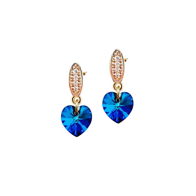JOYAS MONTERO - Aros Romance Gold Cristales Genuinos Bermuda Blue