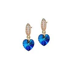 JOYAS MONTERO - Aros Romance Gold 24K creado con cristales de Swarovski® Bermuda Blue