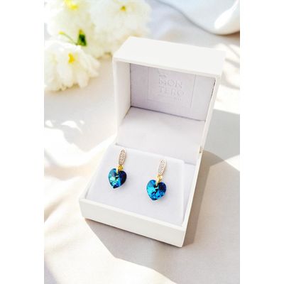 Imagen 2 del producto Aros Romance Gold 24K creado con cristales de Swarovski® Bermuda Blue