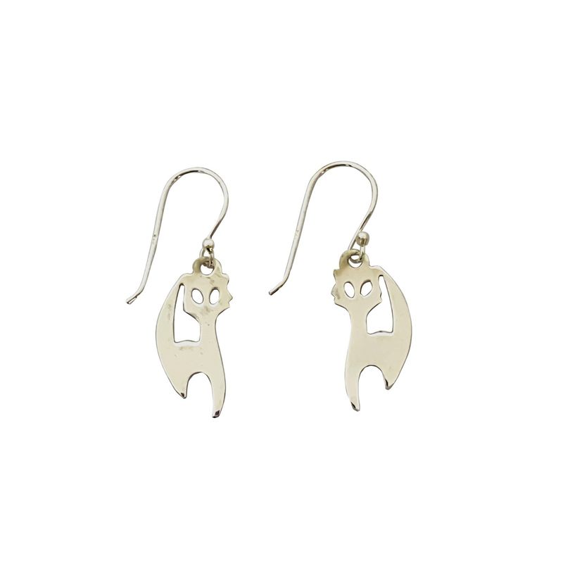 ANDREA COGGIOLA JOYAS - Aros Gato Plano Colgante Gancho Plata Fina 925