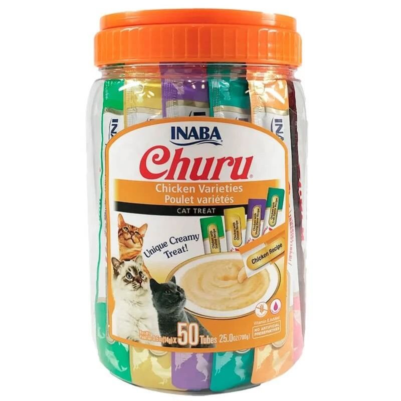 INABA - Tarro Snack Inaba Churu Mix Pollo Para Gato, 50 Tubos