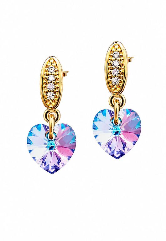 Aros Romance Gold 24K creado con cristales de Swarovski Vitral Light Violeta TALLA UNICA