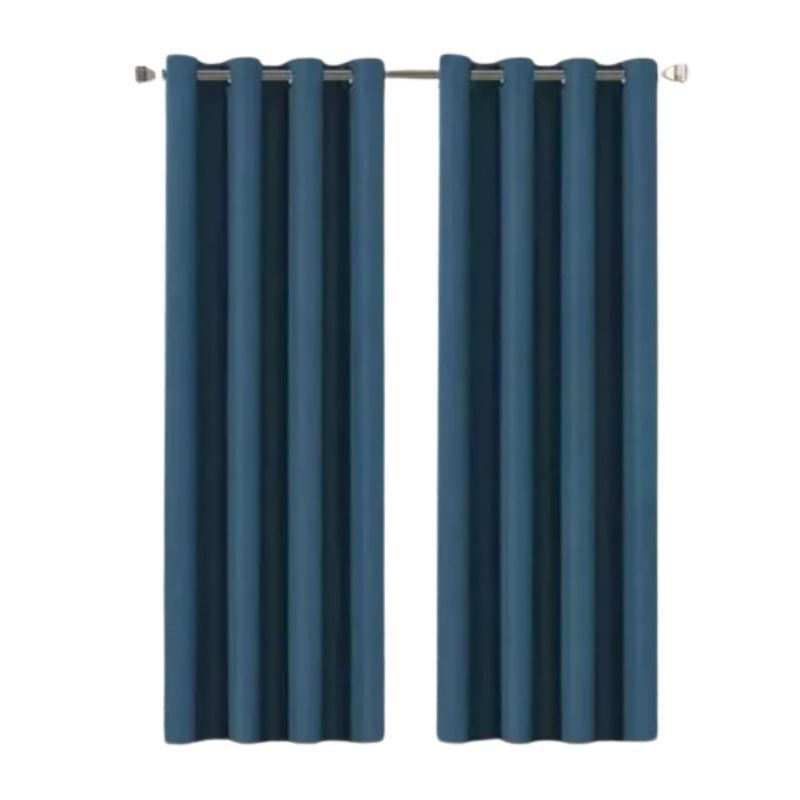GENERICO - Oferta Set Cortinas Black Out Textura Lisa 230x140cm Azul Petróleo