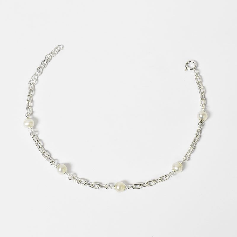 ROSETT - Pulsera con eslabones y perla de rio