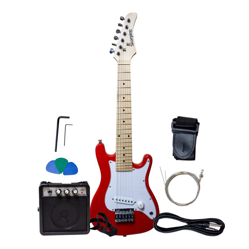 SCORPION - PACK GUITARRA ELECTRICA NIÑO COLOR ROJO SCORPION.