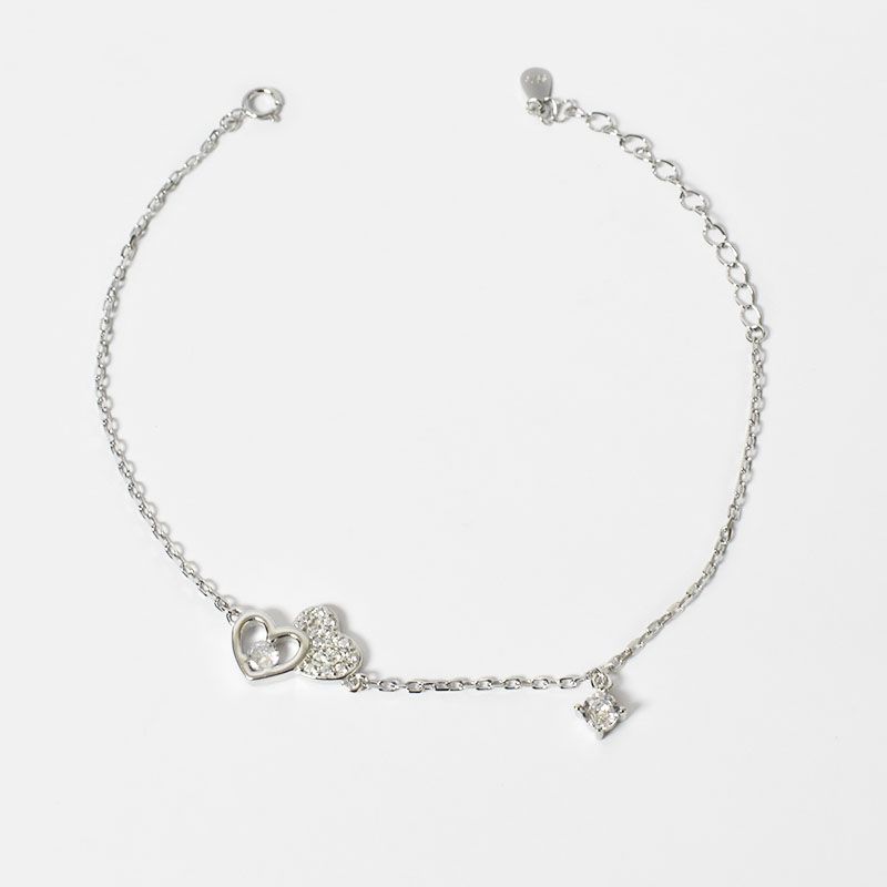 ROSETT - Pulsera con corazones con circones y circón colgante