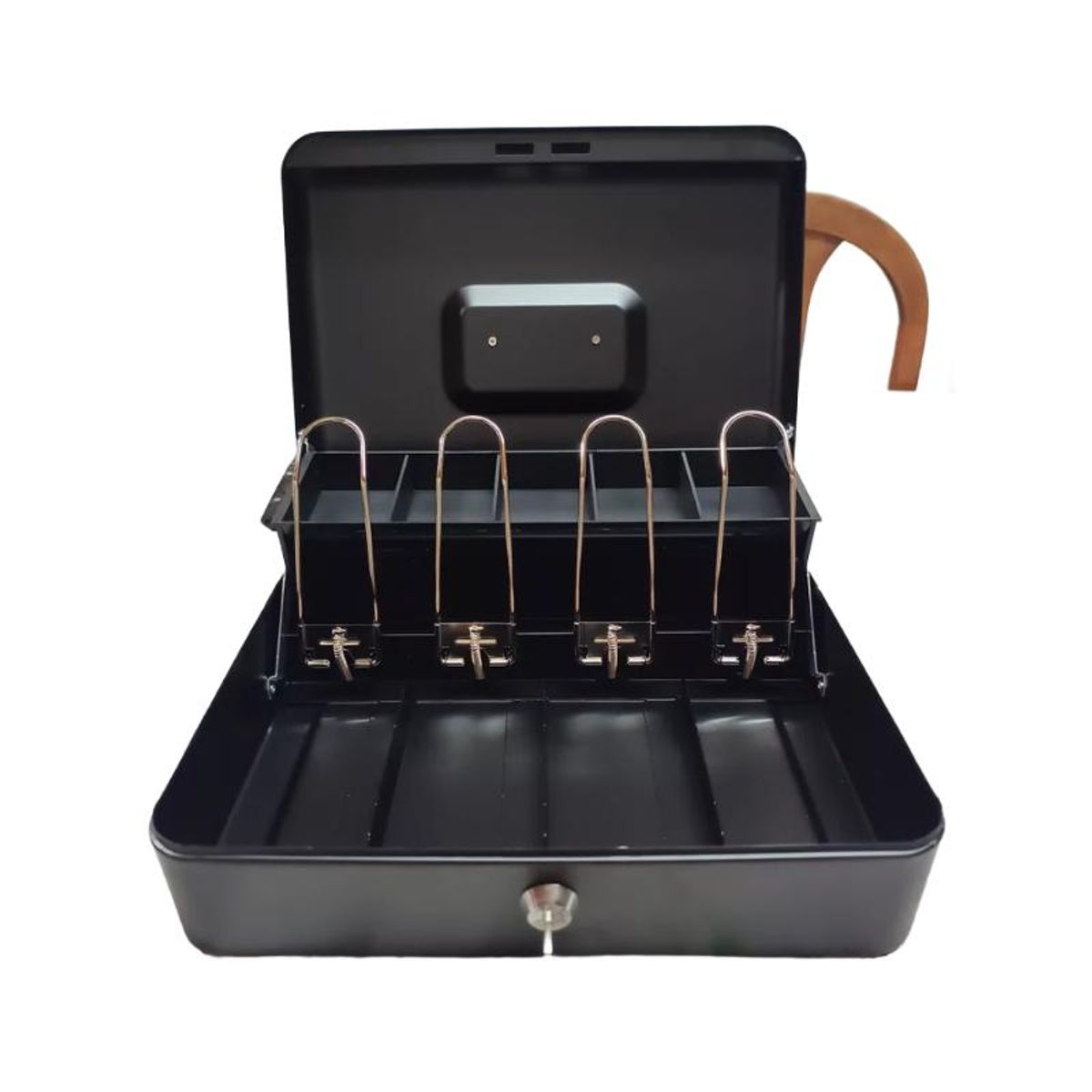 GENERICO - Caja Organizadora De Dinero Negra Con Llave De Seguridad