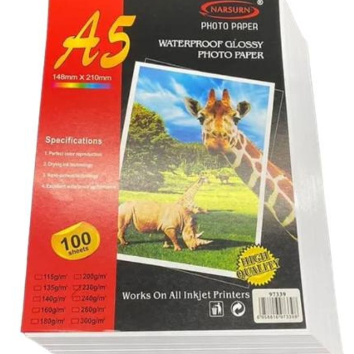 OEM - PAPEL FOTOGRAFICO  A5 230 GR. X 100 HOJAS