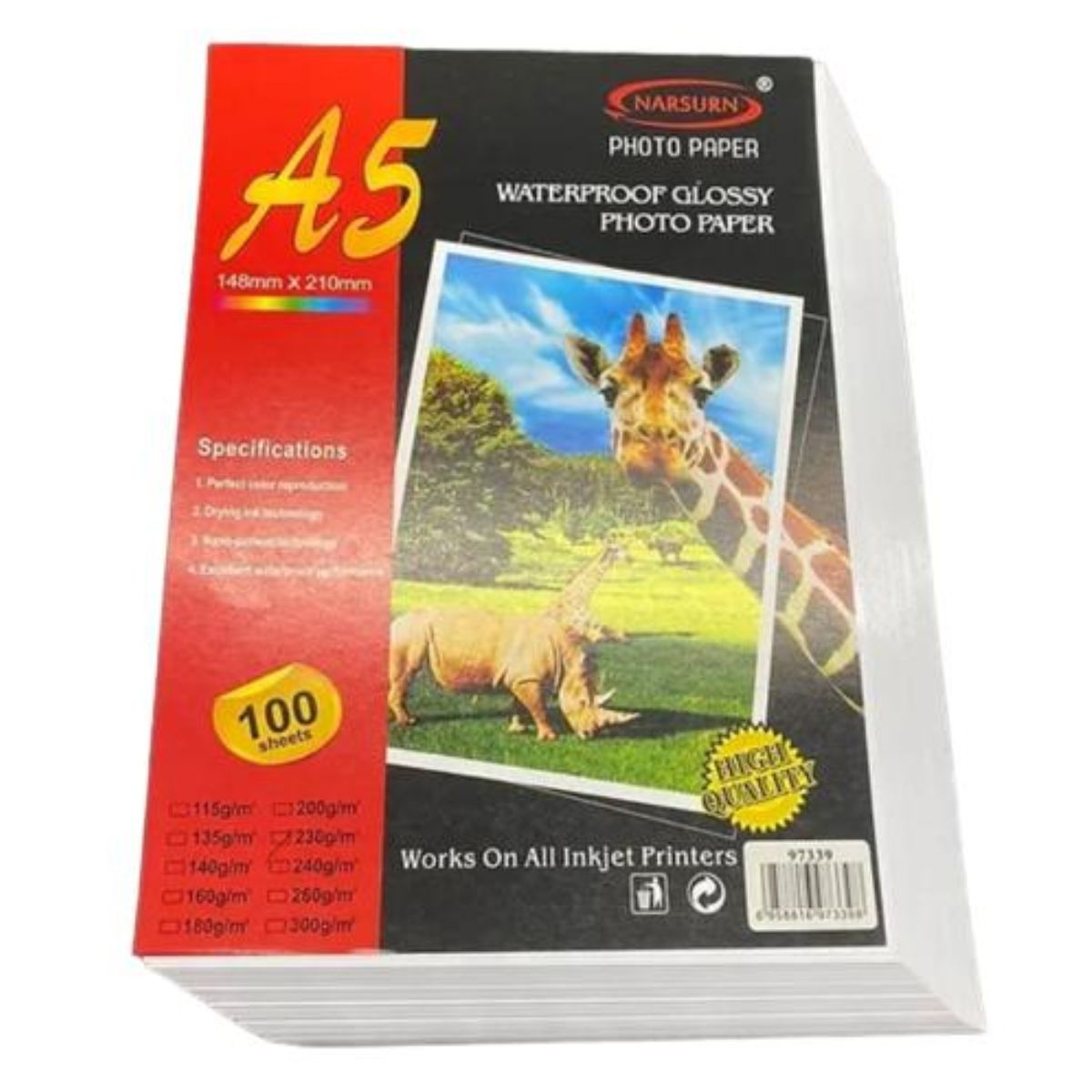 OEM - PAPEL FOTOGRAFICO  A5 230 GR. X 100 HOJAS