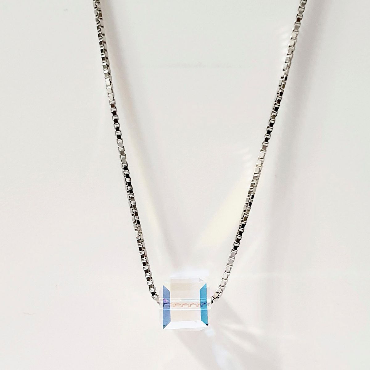 GENERICO - Collar de Plata Cubo Cristal