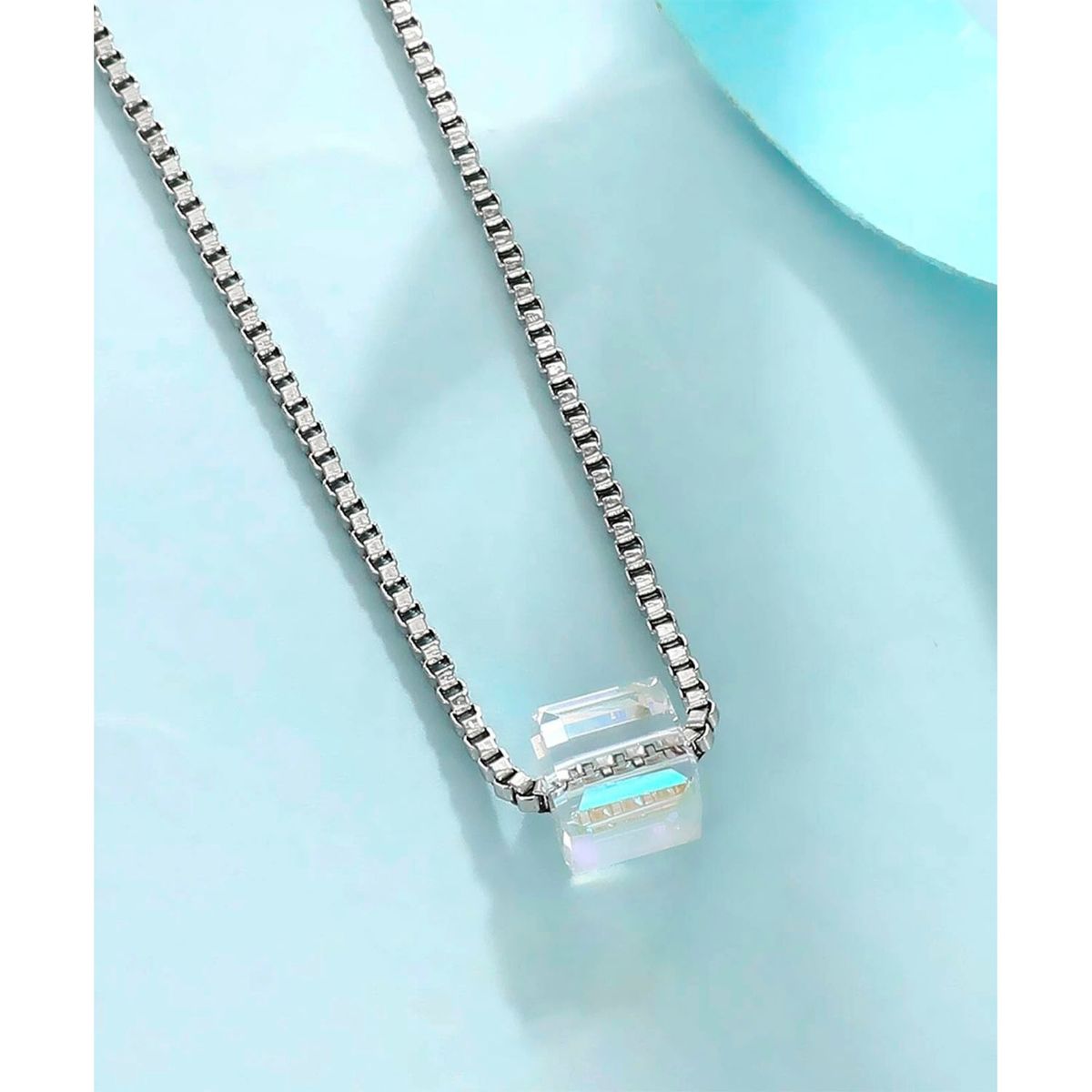 GENERICO - Collar de Plata Cubo Cristal