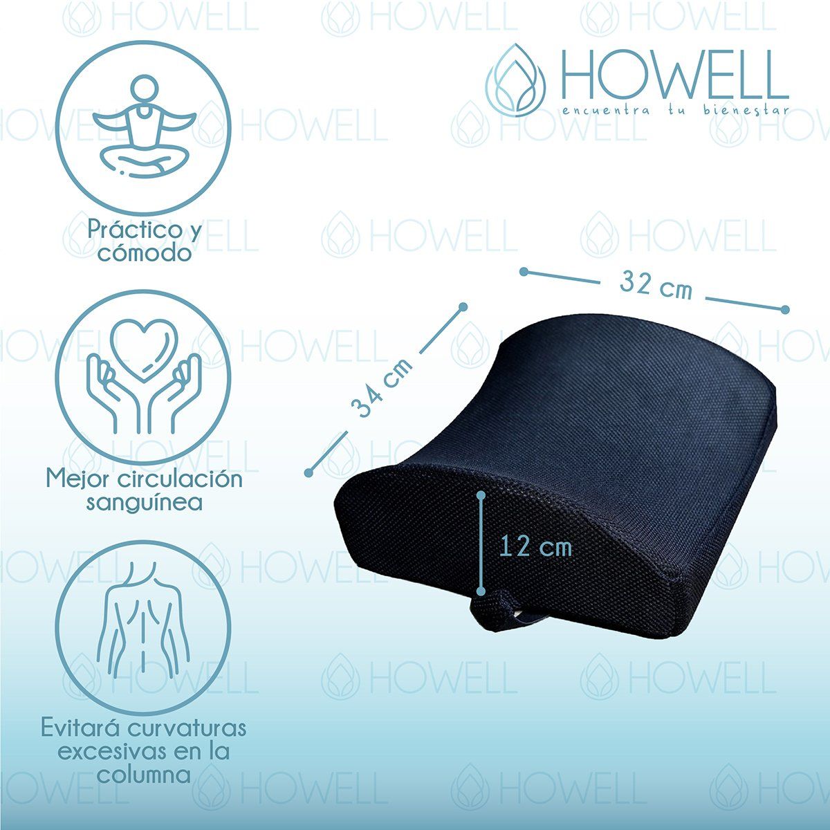 HOWELL - Cojín Lumbar Ortopédico Para Espalda Howell Soporte Dorsal