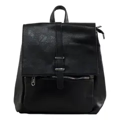MAILEA - Mochila ecocuero con 2 pasadores para mujer negro