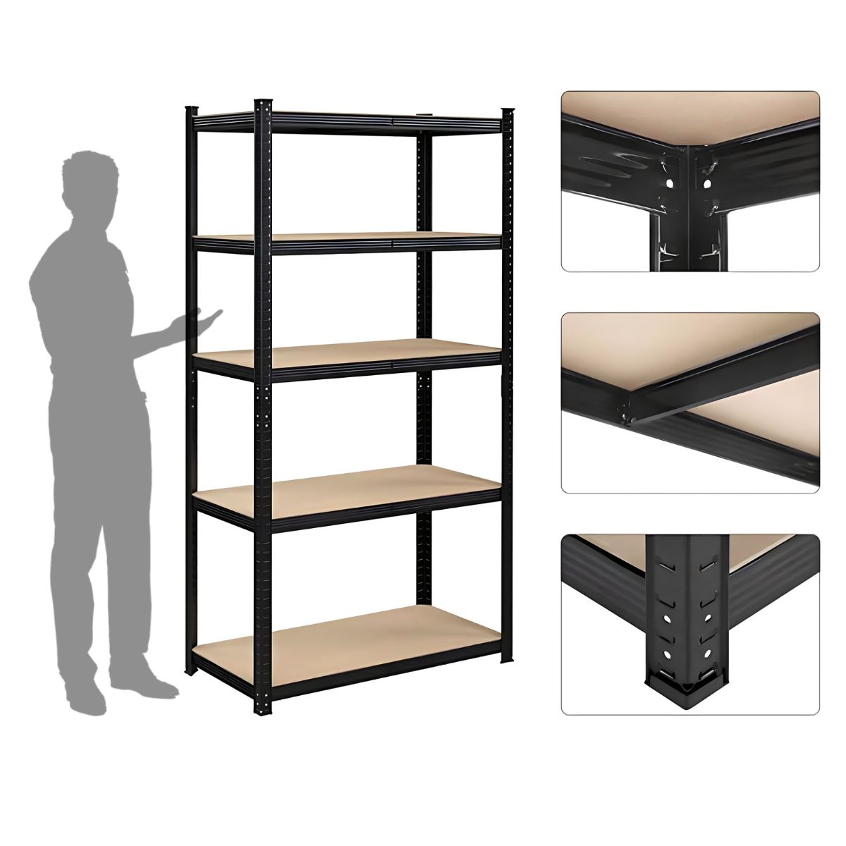 GENERICO - Repisa Estante Metálico Negro 5 Niveles 90x40x180cm