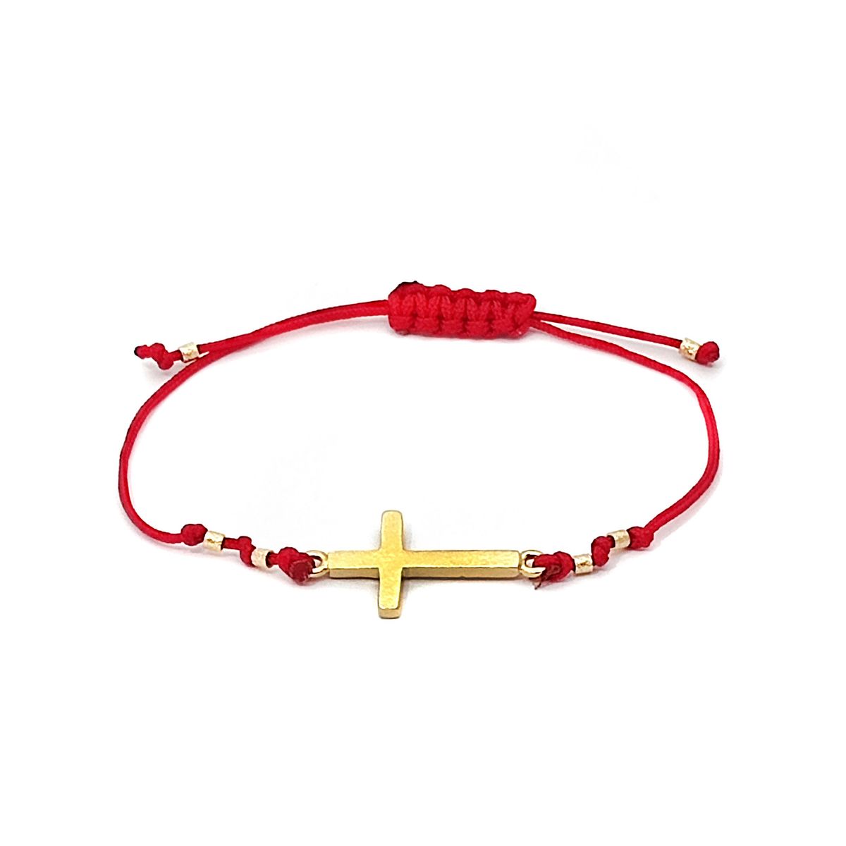 COGGIOLA - Pulsera Cruz Enchapado Oro 18K Cordón Rojo