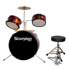 SCORPION - BATERIA NIÑO 3PCS ROJA SBJ-3BL