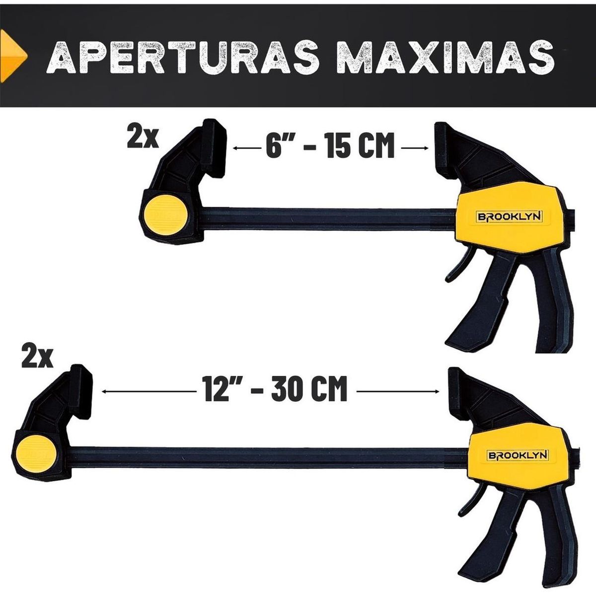 BROOKLYN - Prensas Sargento Rapida Set X4 De 12 Y 6 Pulgadas Brooklyn - Negro - Set de 4 (2x6" + 2x12")