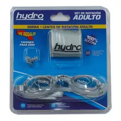 HYDRO - Set Natación Adulto Hydro®: Gorra + Lentes + Tapones Oído