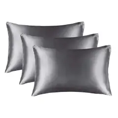 CASATUA - Funda Almohada Satin Tipo Seda Set 3 Unidades - Gris - 76x50