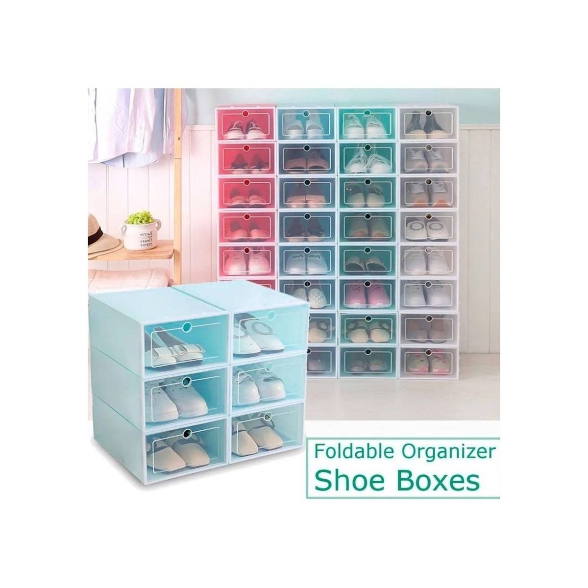 U BUY - Cajones Organizadores De Zapato Apilable Pack 6 Unidades azul claro