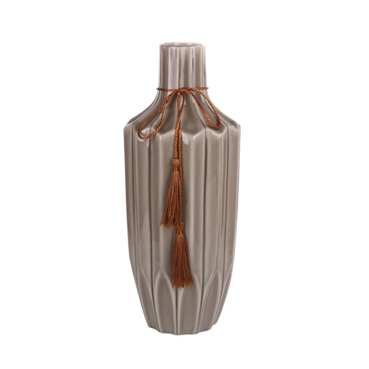 HOME ESSENTIALS - Florero Cerámica Brown 36x16 Cm