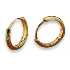 GENERICO - Aros Argolla Lisa Pequeña 10 Mm Plata S925 Baño Oro Estuche