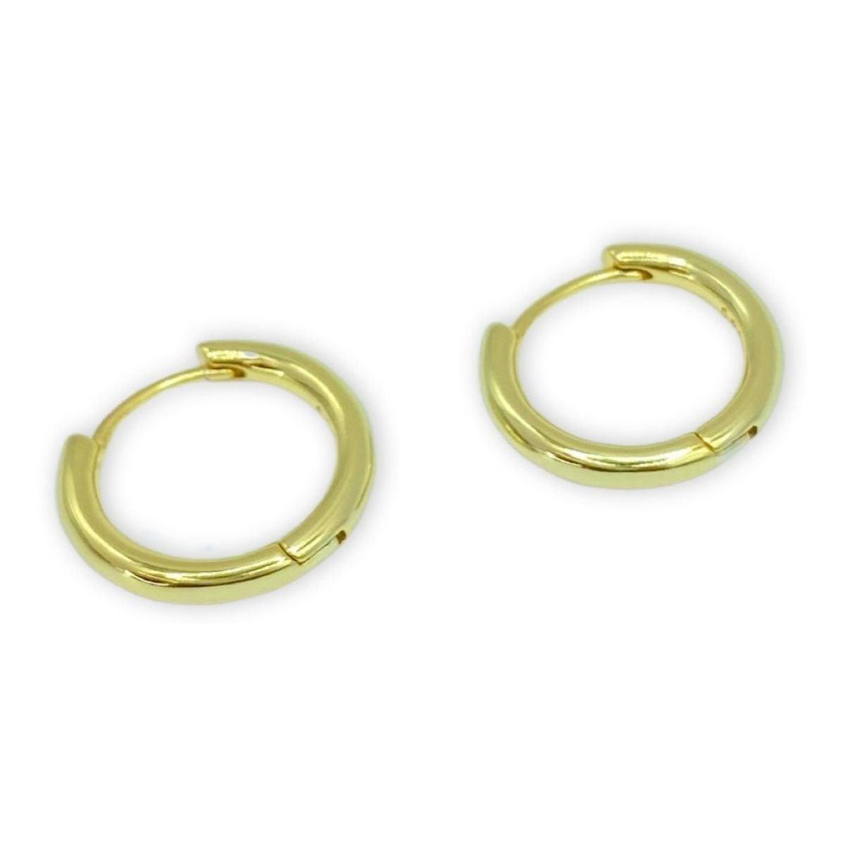 GENERICO - Aros Argolla Lisa 16 Mm Plata Ley S925 Baño Oro Mas Caja