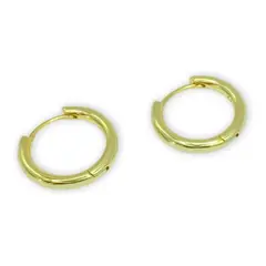 GENERICO - Aros Argolla Lisa 16 Mm Plata Ley S925 Baño Oro Mas Caja