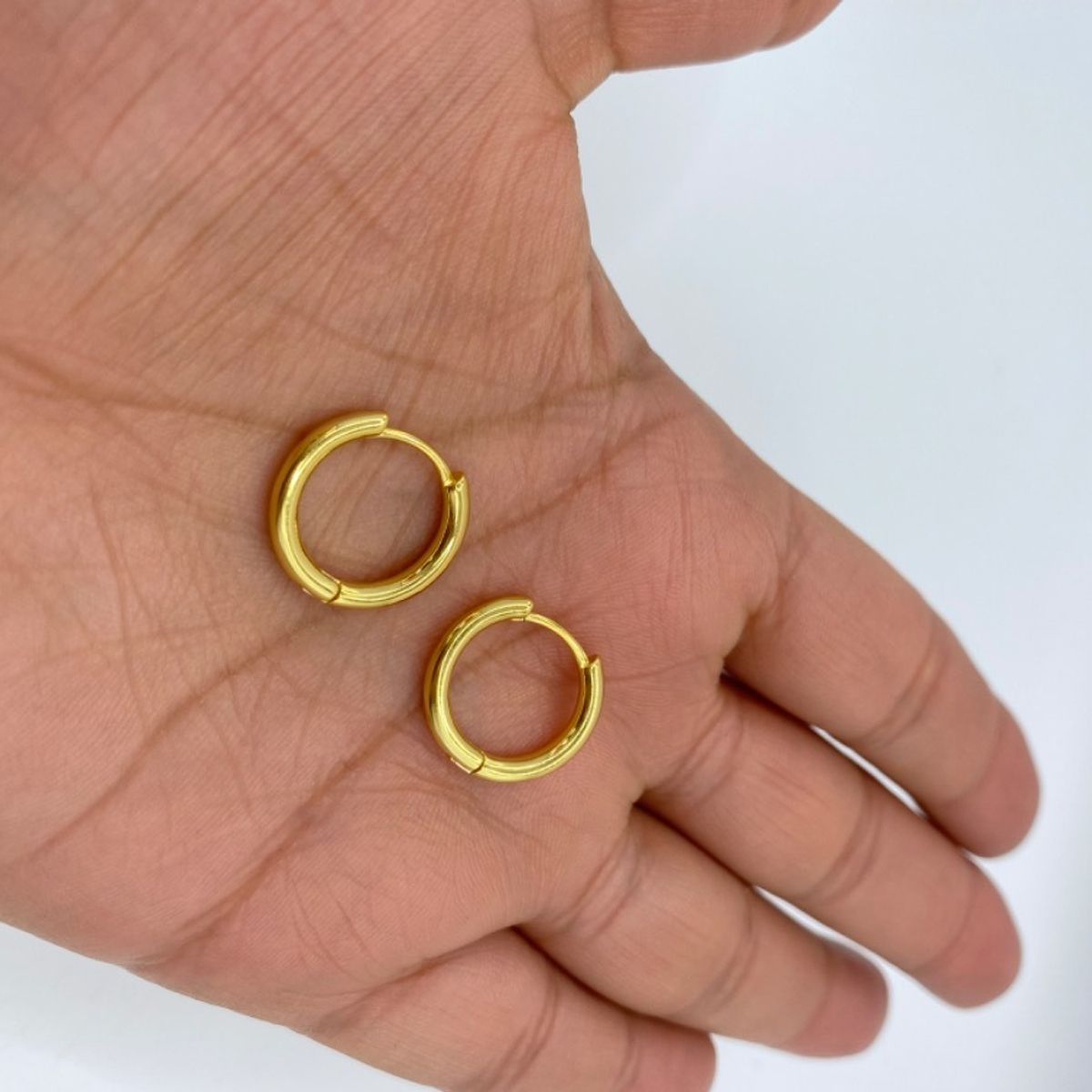 GENERICO - Aros Argolla Lisa 16 Mm Plata Ley S925 Baño Oro Mas Caja