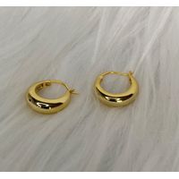 Aros Argolla Bote Dama Grandes Plata 925 Baño En Oro