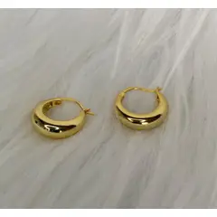 GENERICO - Aros Argolla Bote Dama Grandes Plata 925 Baño En Oro