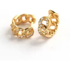 GENERICO - Aros Argolla Para Dama Plata S925 Con Baño En Oro Y Circones