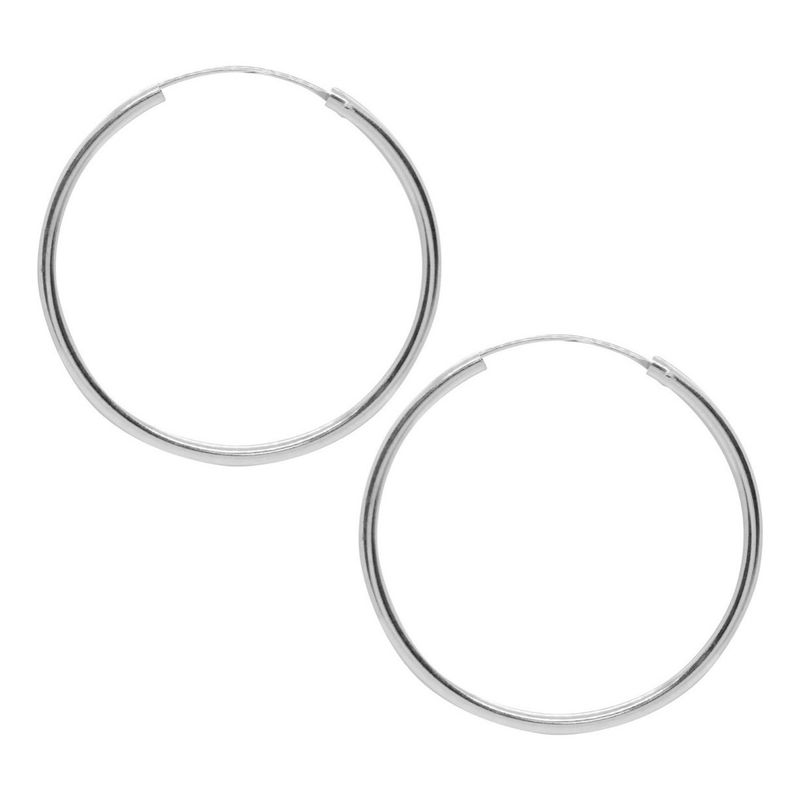 GENERICO - Aro Argolla Dama Grande Lisa Tubo 55 Mm Plata Ley 925 + Caja