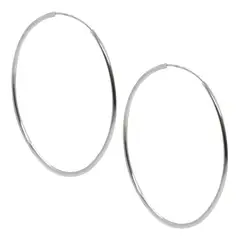 GENERICO - Aro Argolla Dama Grande Lisa 60 Mm Plata Ley 925 + Estuche