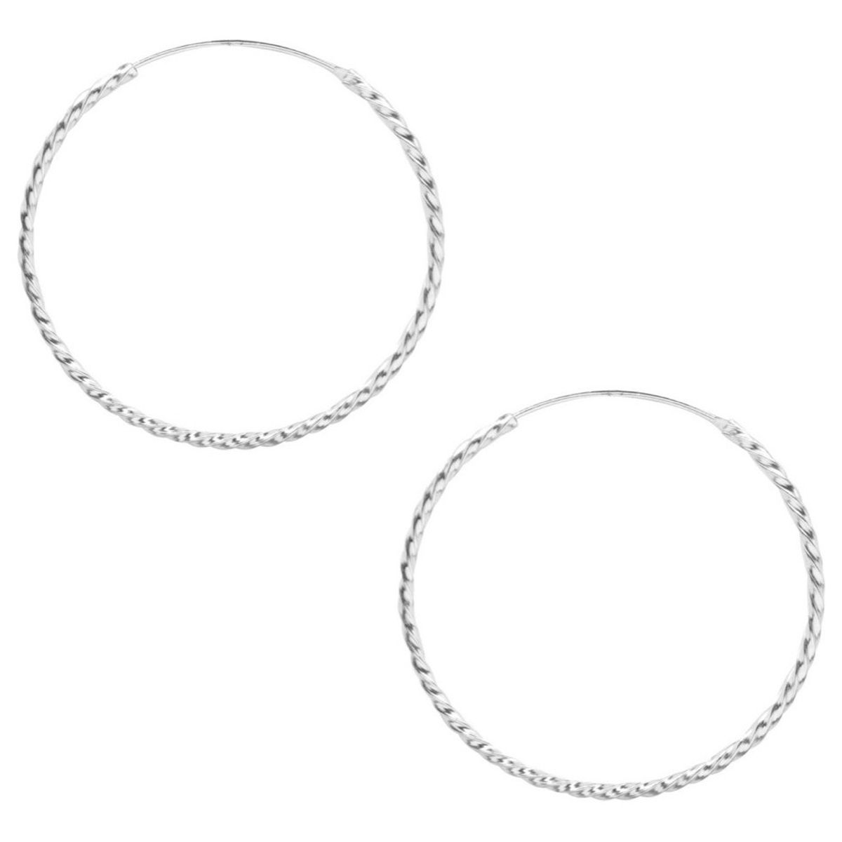 GENERICO - Aro Argolla Grande Entorchada 55 Mm Plata Ley 925 Mas Caja