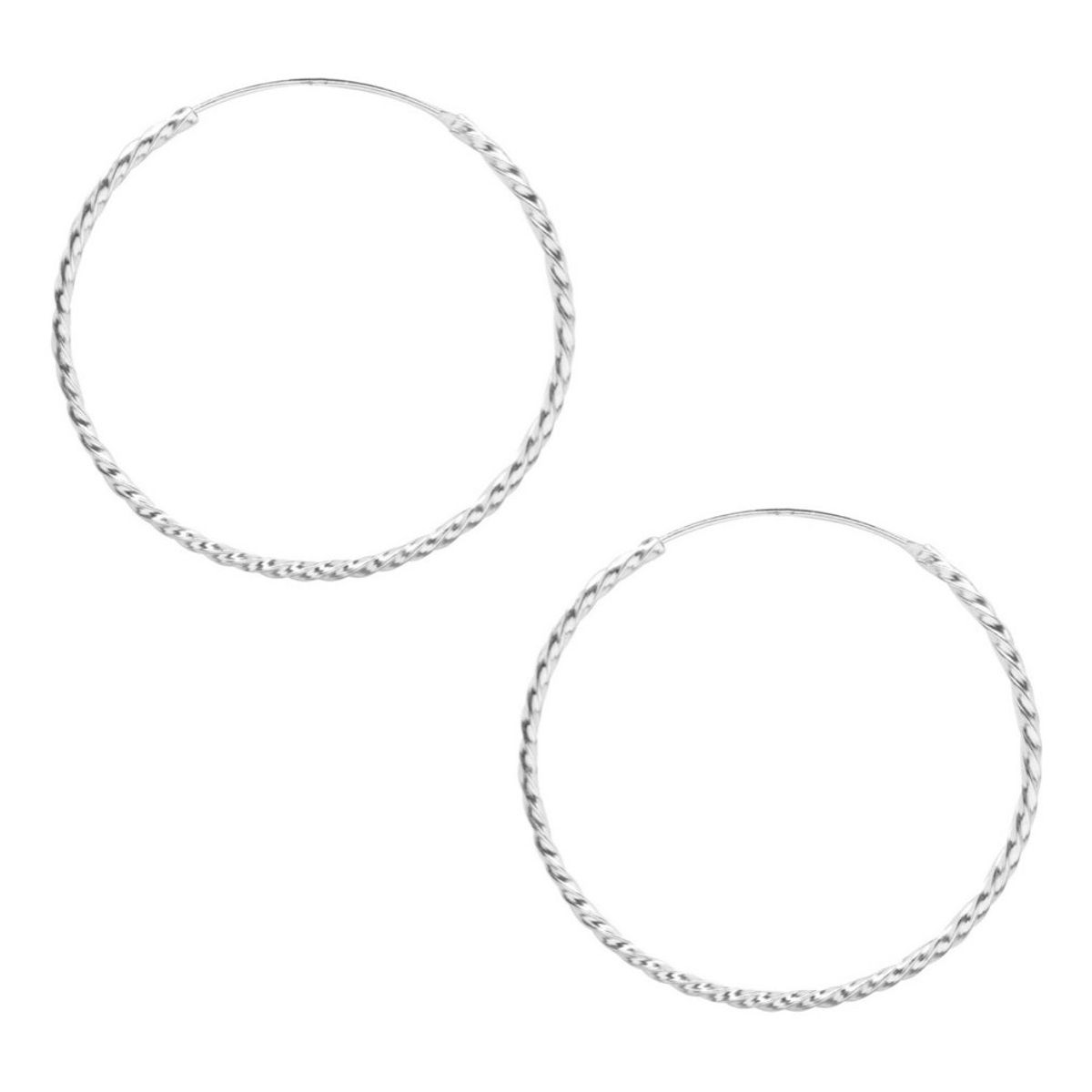 GENERICO - Aro Argolla Grande Entorchada 55 Mm Plata Ley 925 Mas Caja