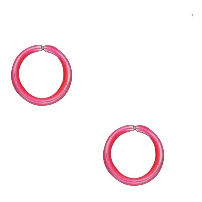GENERICO - Aros Argolla Piercing Septum Esmaltado Rosado Plata 925 Caja