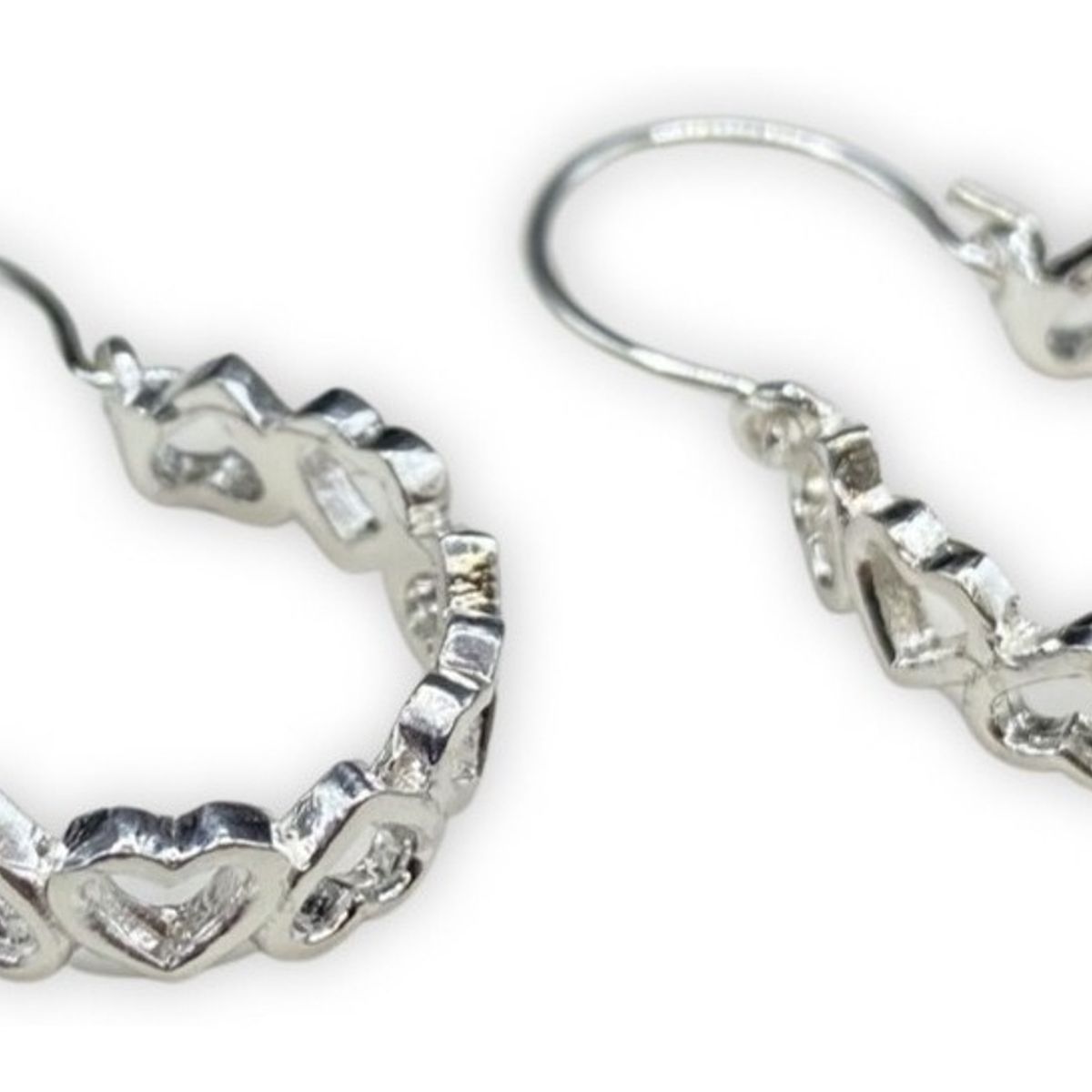 GENERICO - Aro Argolla Bote Corazones Calados  Plata Ley 925 + Caja