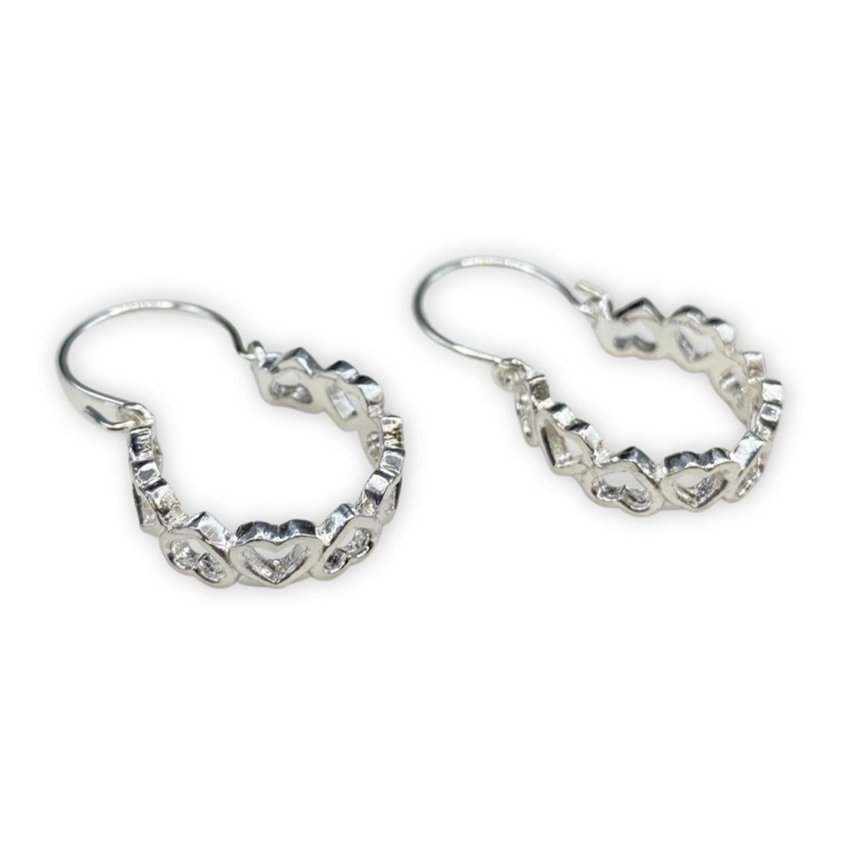 GENERICO - Aro Argolla Bote Corazones Calados  Plata Ley 925 + Caja