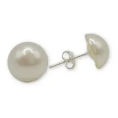 GENERICO - Aros Media Perla Blanca 10 Mm Plata Italiana 925 Mas Caja