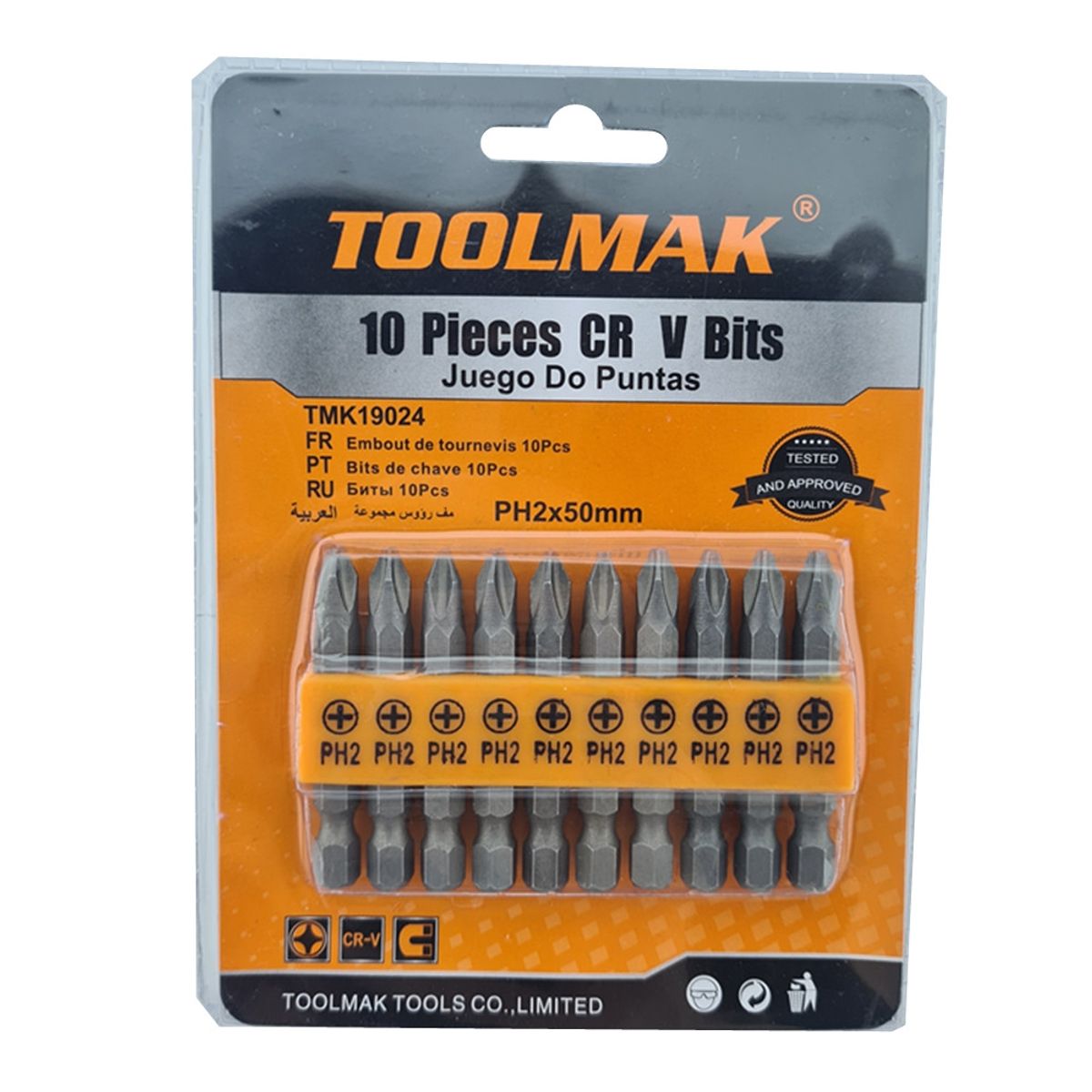 GENERICO - Puntas Phillips Hexagonal Ph2x50mm 10 Piezas Magnetico Tmk