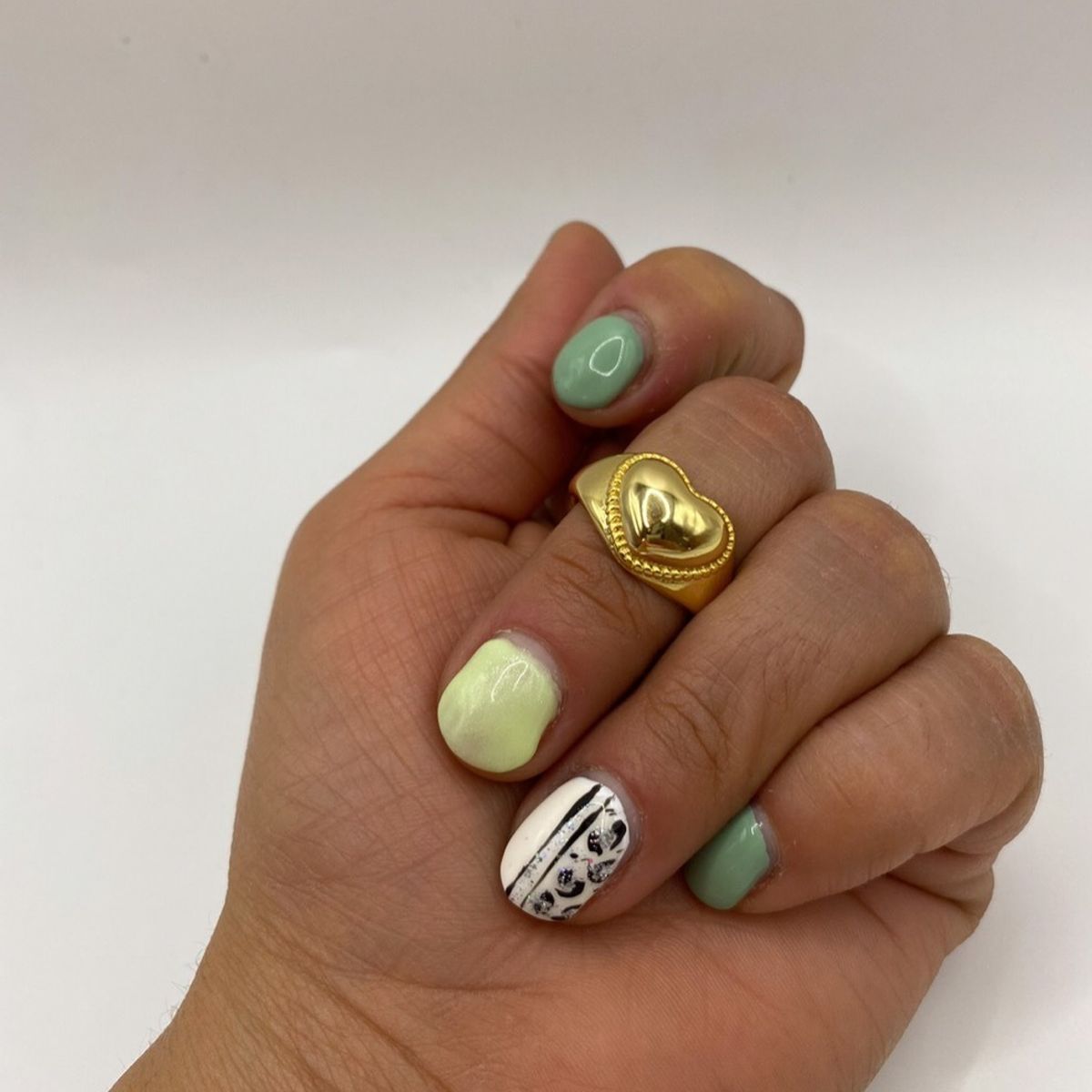 GENERICO - Anillo Corazón Inflado Sello Ajustable Plata S925 Baño Oro