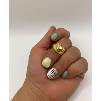 Imagen 2 del producto Anillo Corazón Inflado Sello Ajustable Plata S925 Baño Oro