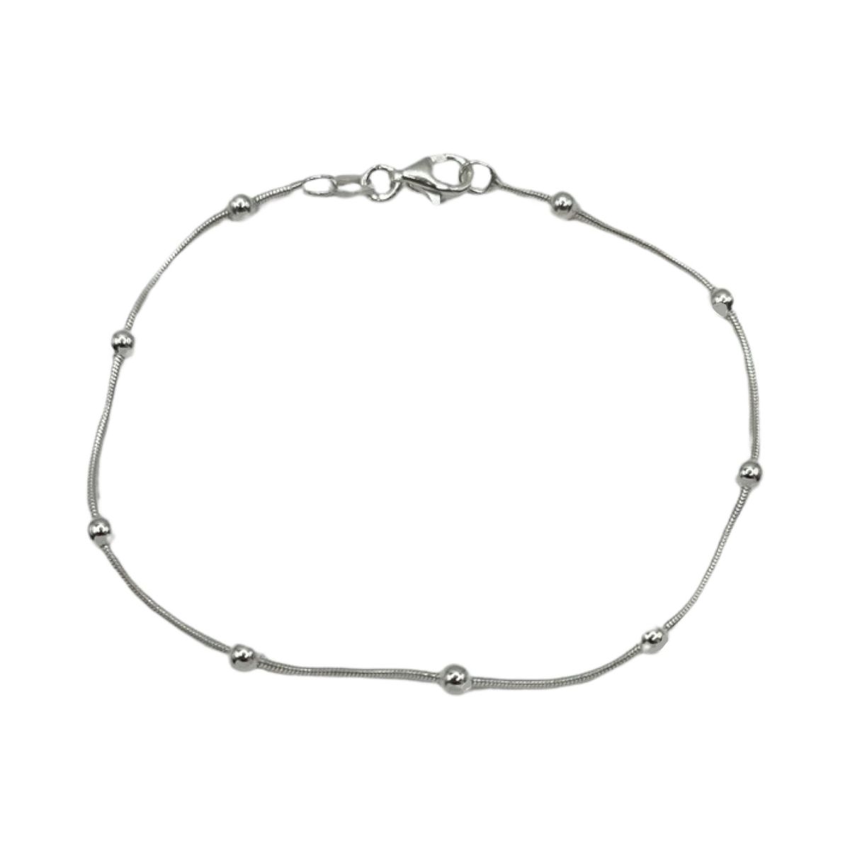 GENERICO - Pulsera Cola De Topo Esferas Bolita  Plata Ley 925 +caja.