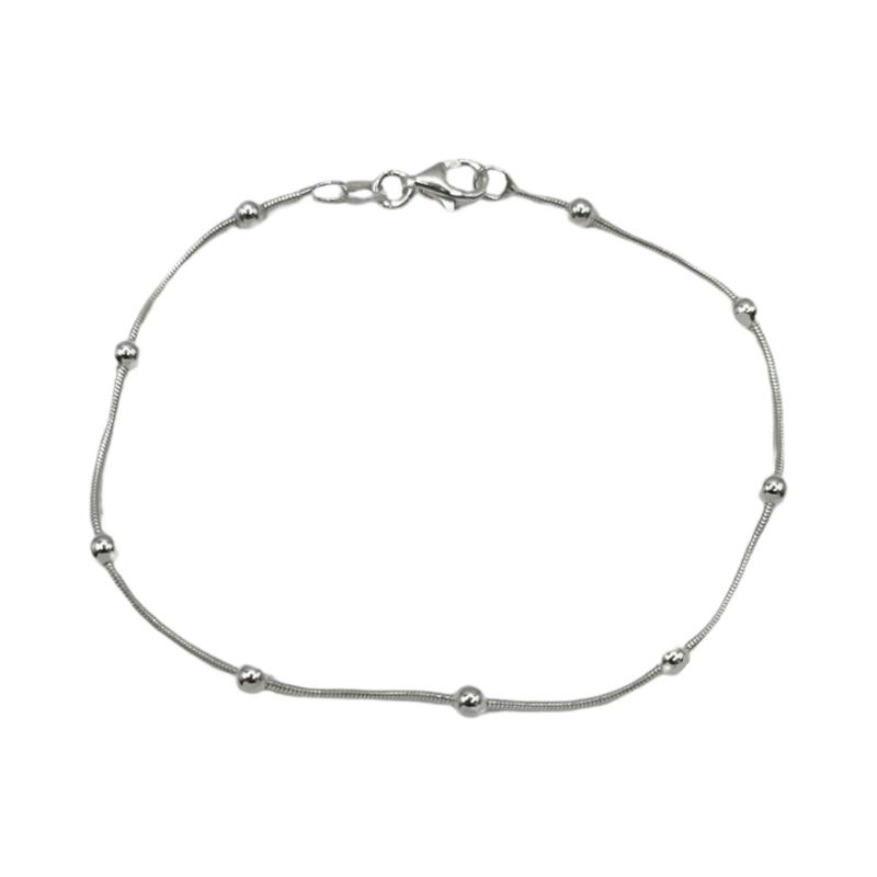 GENERICO - Pulsera Cola De Topo Esferas Bolita  Plata Ley 925 +caja.