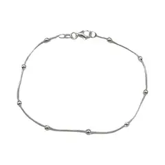 GENERICO - Pulsera Cola De Topo Esferas Bolita Plata Ley 925 +caja.
