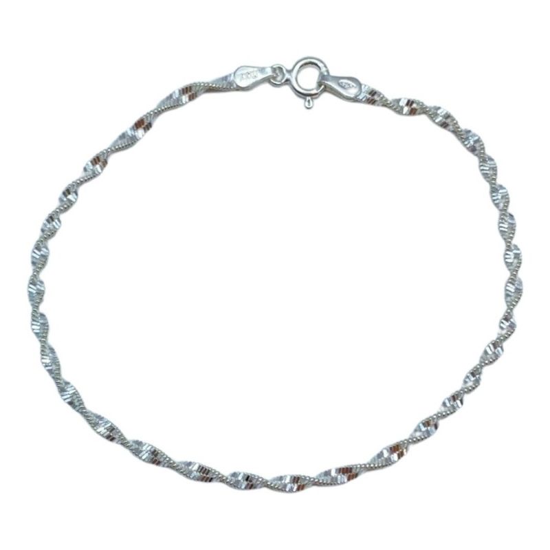 GENERICO - Pulsera Singapur Tradicional Entorchada Plata Fina 925 +caja