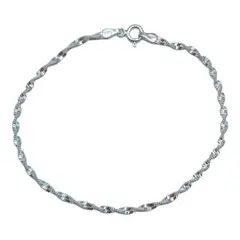 GENERICO - Pulsera Singapur Tradicional Entorchada Plata Fina 925 +caja