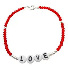 GENERICO - Pulsera Love Cristales Rojos Plata Ley 925 +caja
