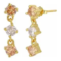 GENERICO - Aros Colgante Circones Plata Ley S925 Baño En Oro Mas Caja